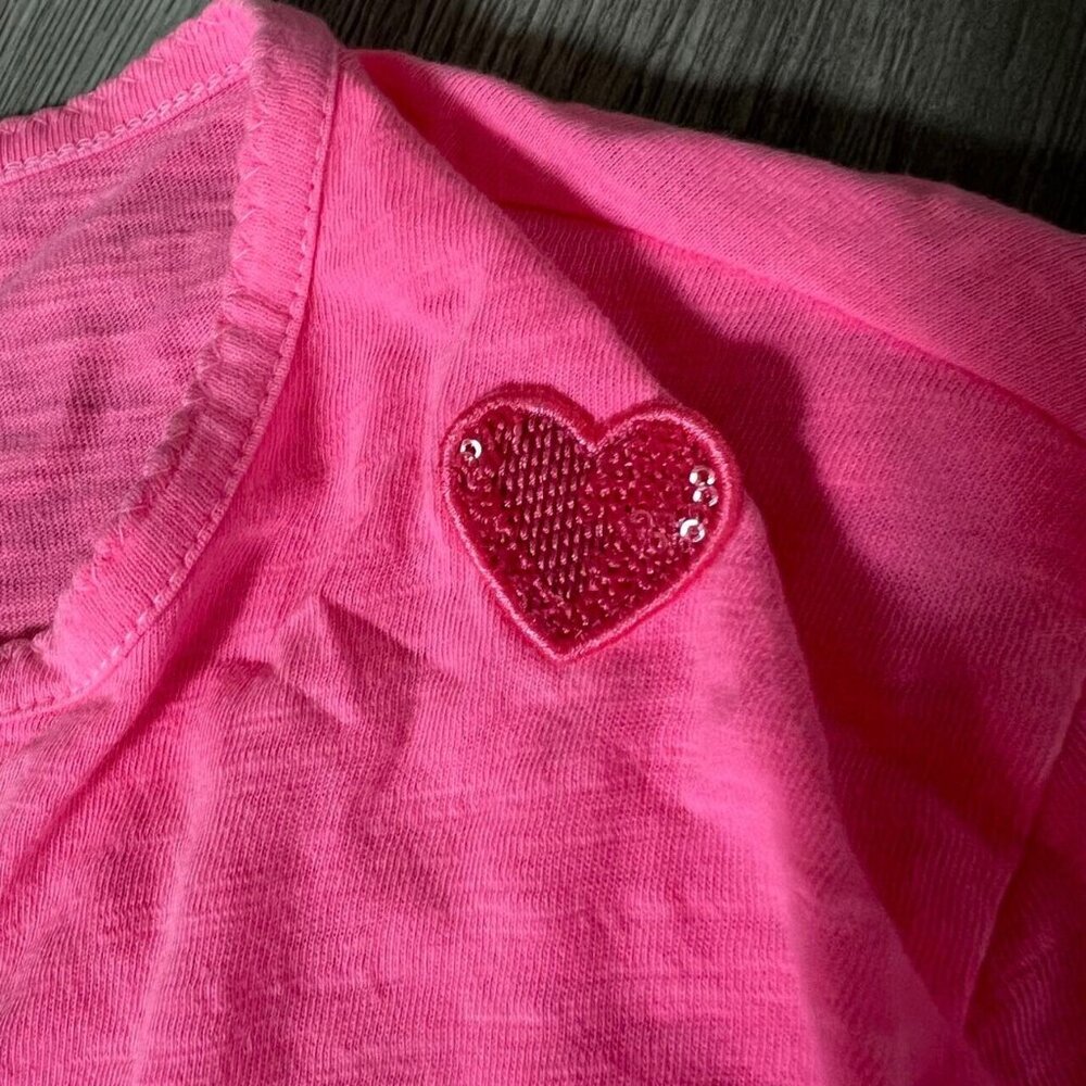 Diesel Women's Pink t-shirt cotton, comfy, long sleeve, buttons, XL Sequin Heart - Picture 2 of 6